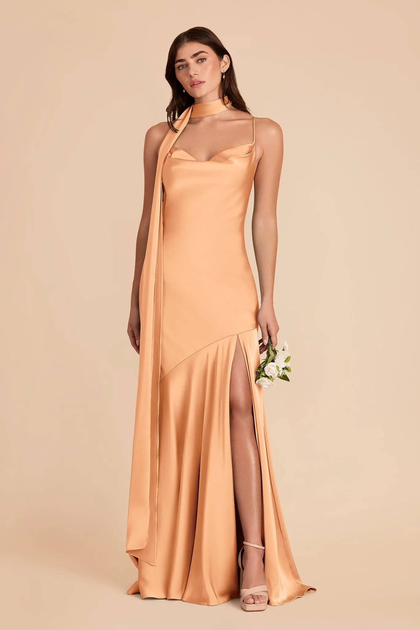 Valerie Matte Satin Scarf - Peach sold by Birdy Grey product image thumbnail 5