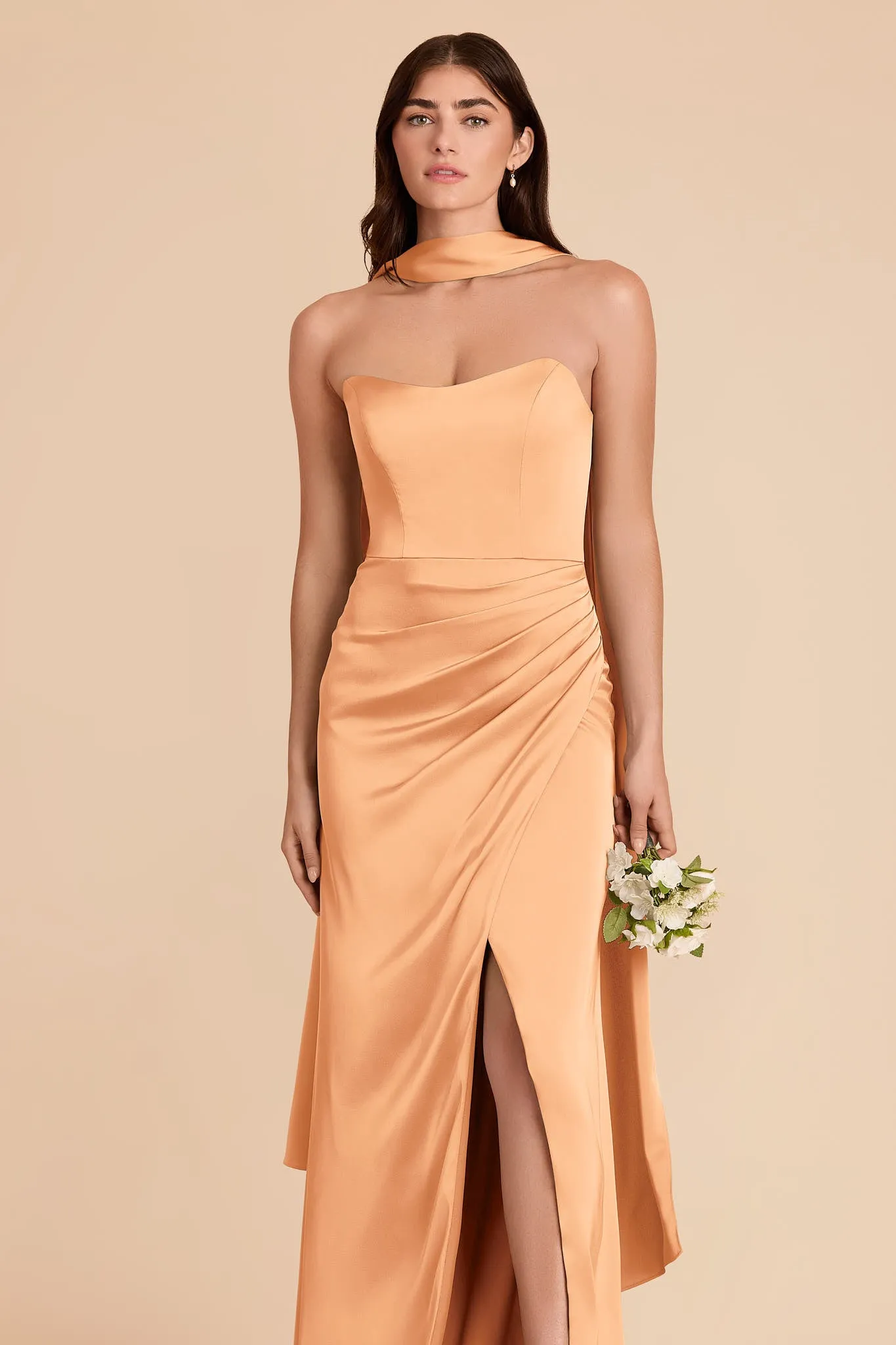 Valerie Matte Satin Scarf - Peach sold by Birdy Grey product image thumbnail 4