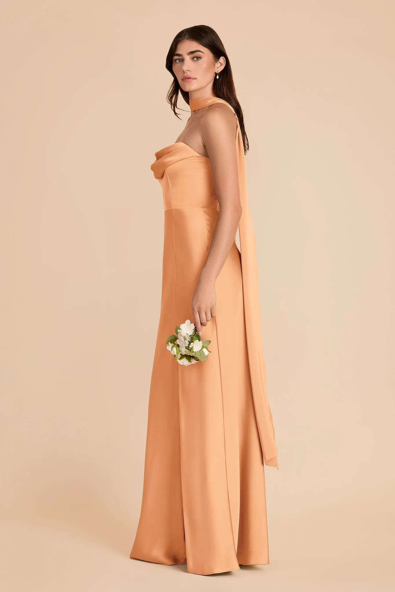 Valerie Matte Satin Scarf - Peach sold by Birdy Grey product image thumbnail 2