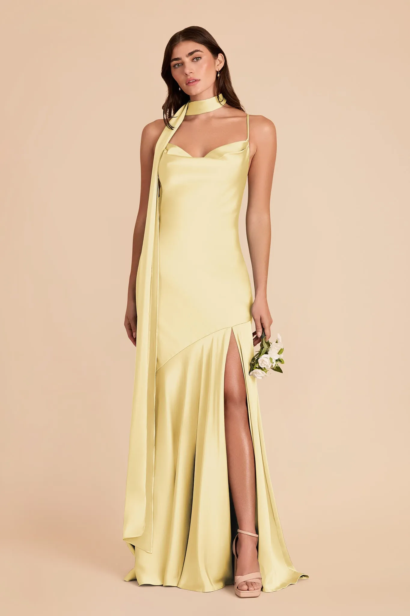 Valerie Matte Satin Scarf - Lemon Sorbet sold by Birdy Grey product image thumbnail 4