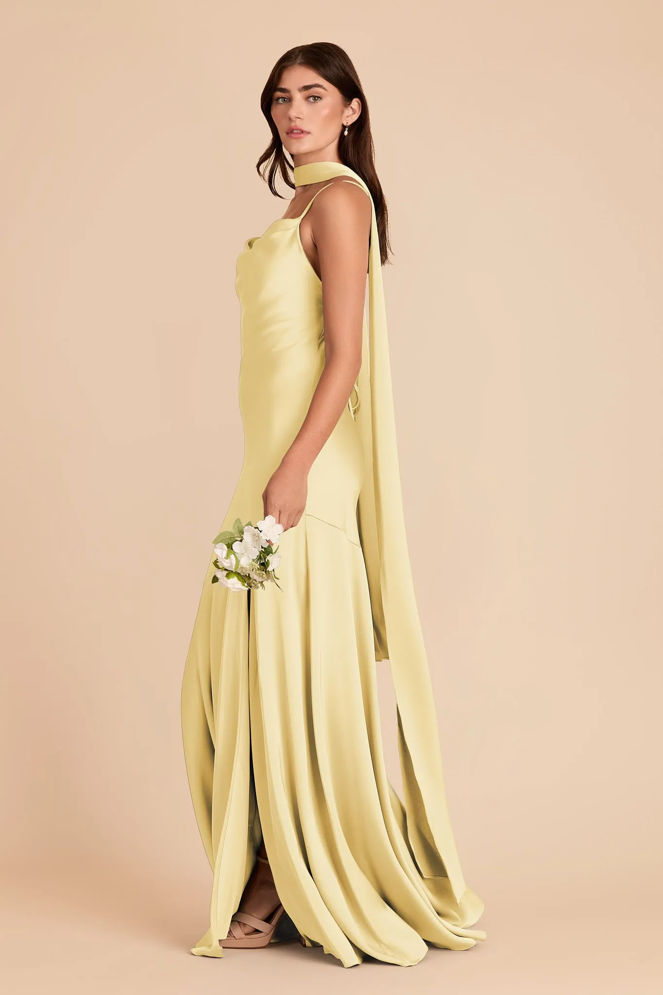 Valerie Matte Satin Scarf - Lemon Sorbet sold by Birdy Grey product image thumbnail 5