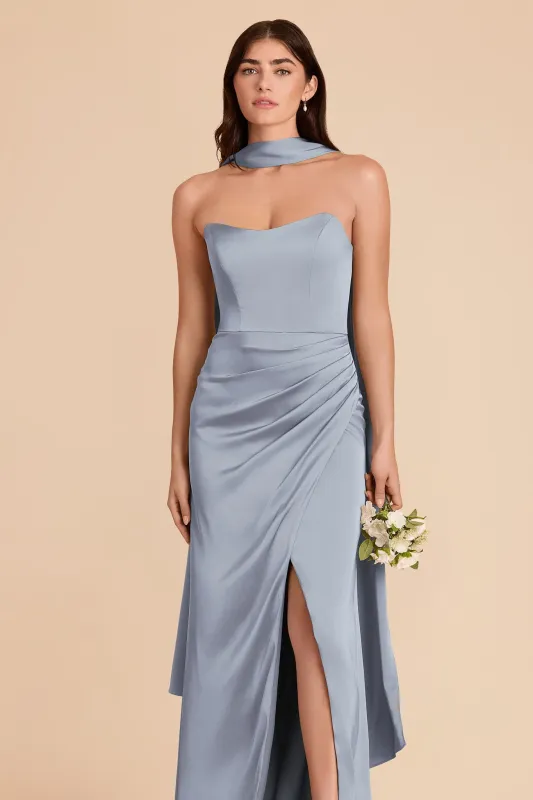 Valerie Matte Satin Scarf - Dusty Blue made by Birdy Grey