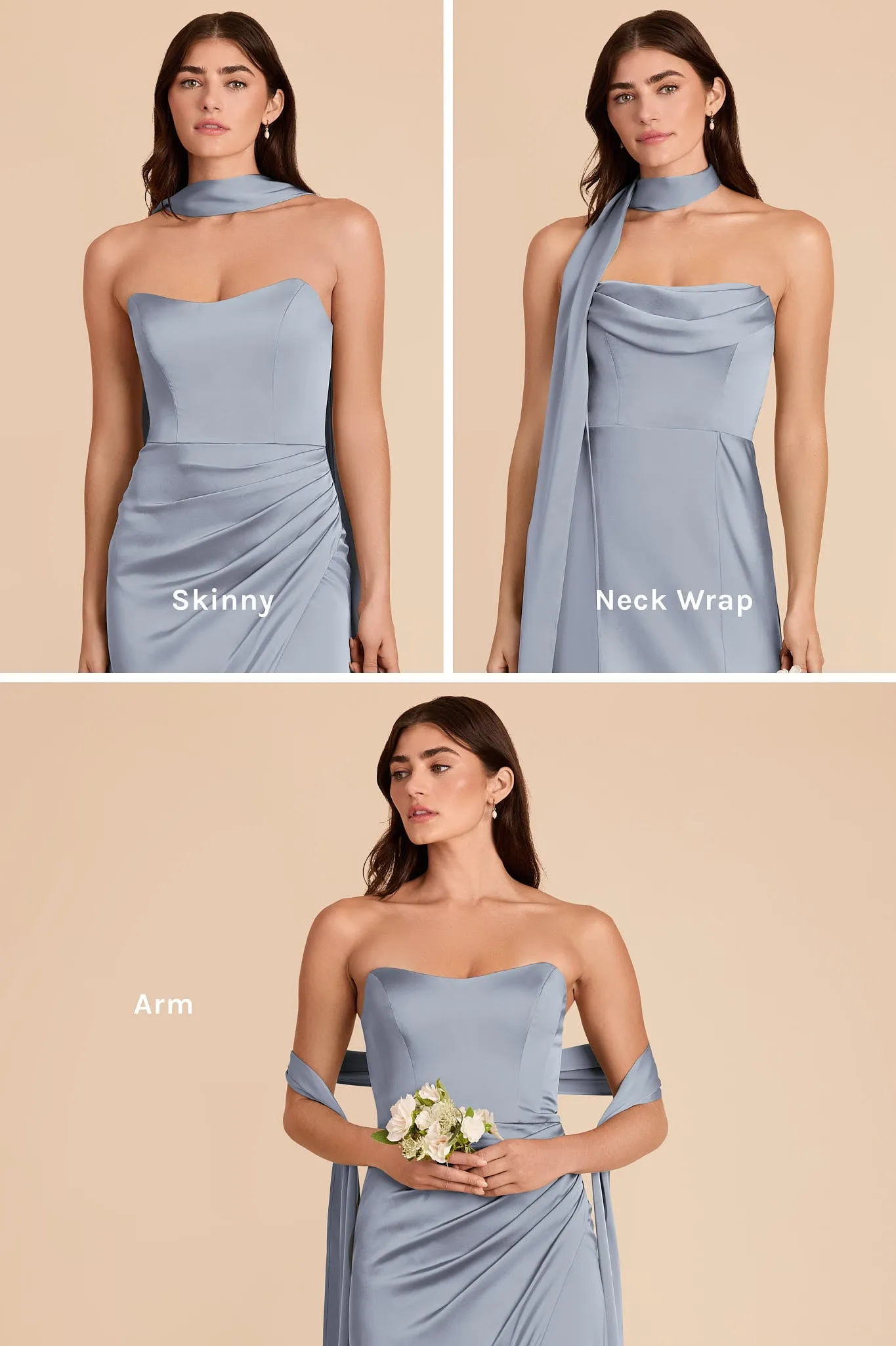 Valerie Matte Satin Scarf - Dusty Blue sold by Birdy Grey product image thumbnail 3