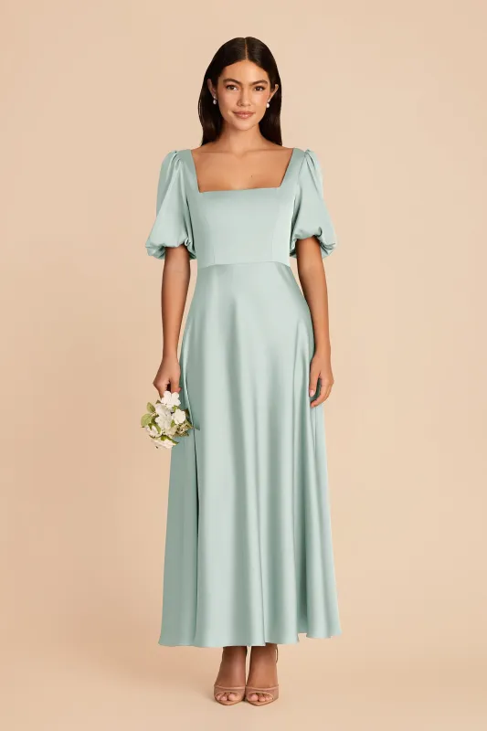 Juliette Matte Satin Dress - Mint made by Birdy Grey