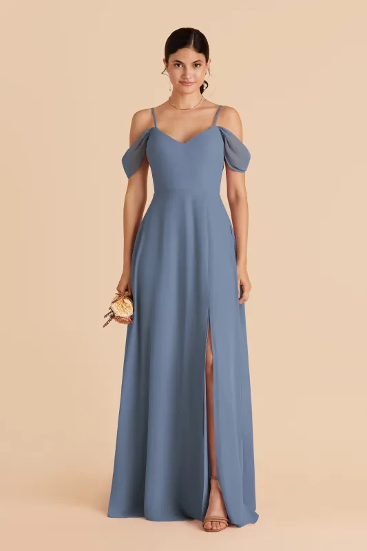 Devin Chiffon Dress Slit - French Blue sold by Birdy Grey