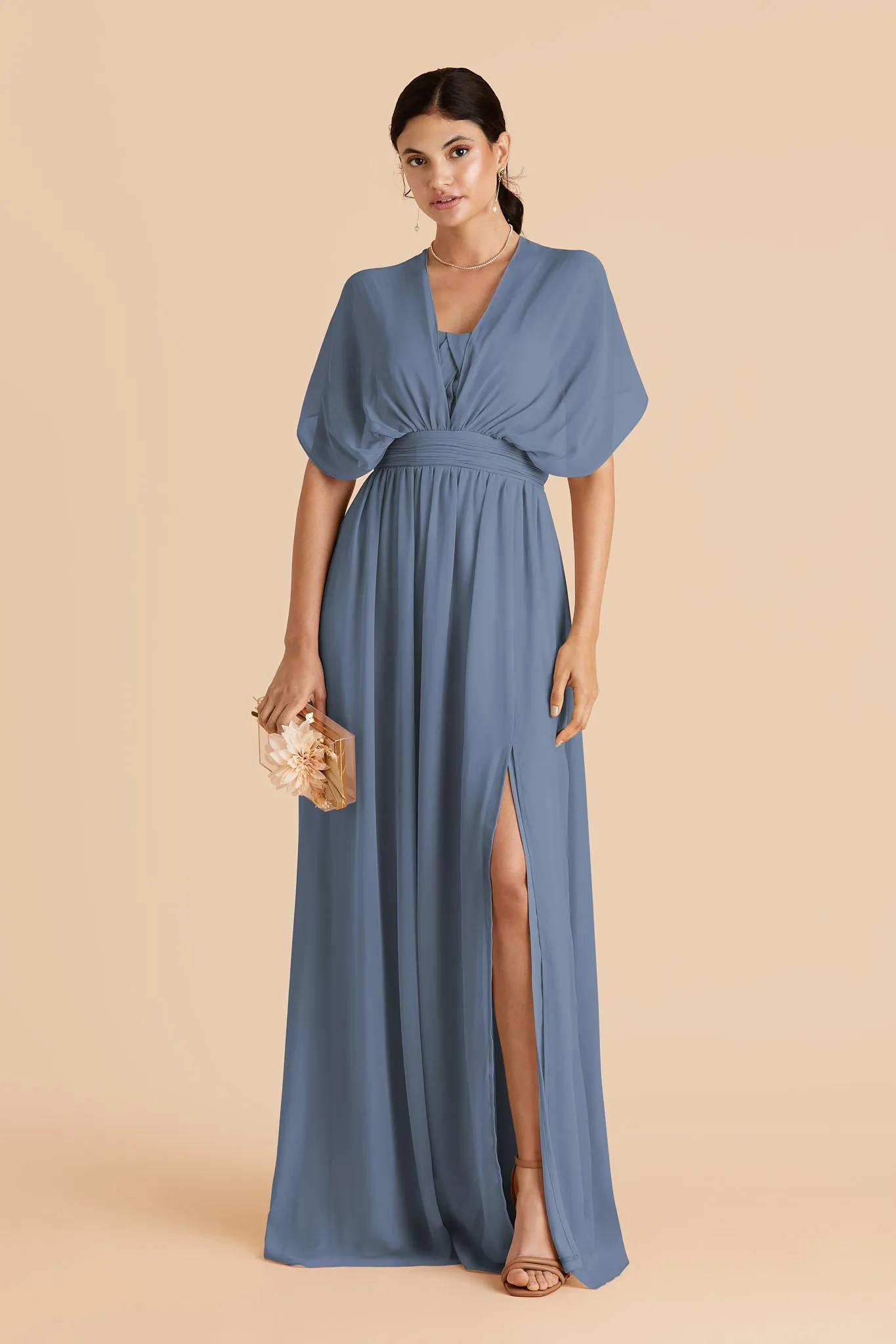 Grace Chiffon Dress Slit - French Blue sold by Birdy Grey