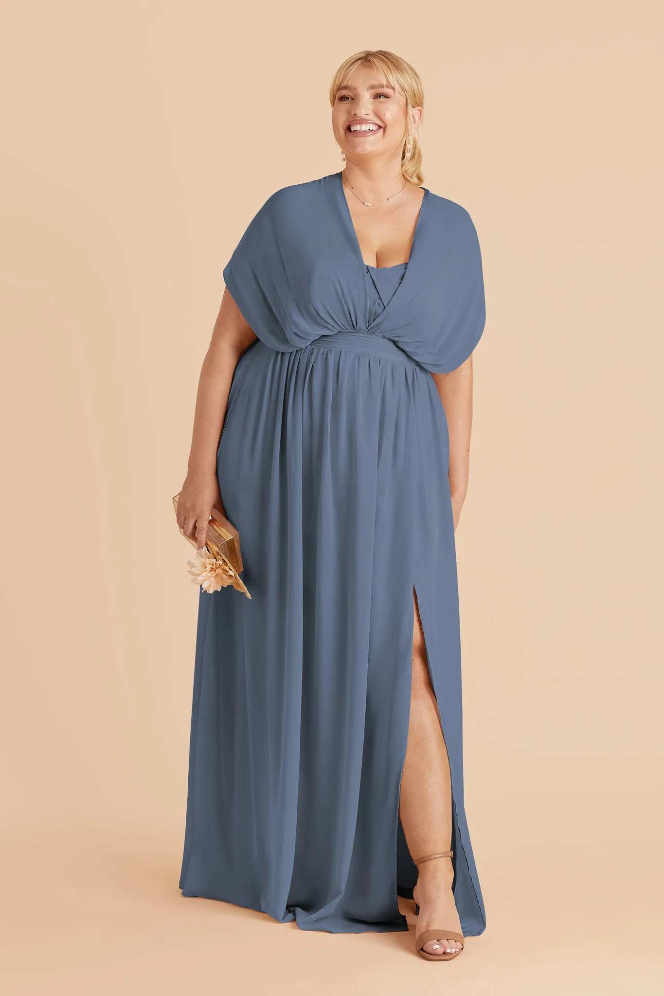 Grace Chiffon Dress Slit - French Blue sold by Birdy Grey product image thumbnail 2