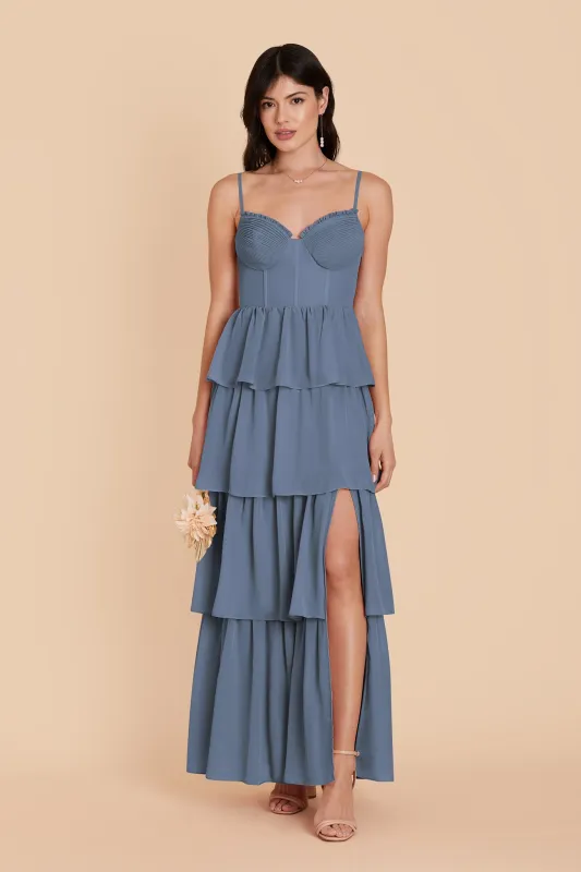 Lola Chiffon Dress - French Blue sold by Birdy Grey