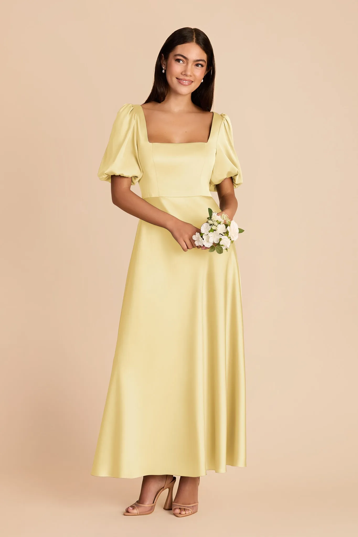 Juliette Matte Satin Dress - Lemon Sorbet sold by Birdy Grey product image thumbnail 3