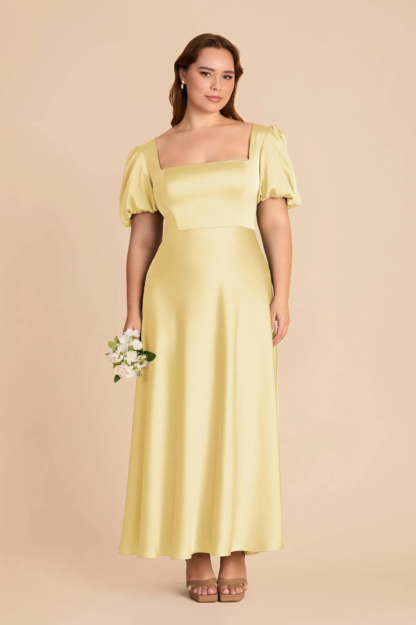 Juliette Matte Satin Dress - Lemon Sorbet sold by Birdy Grey product image thumbnail 2