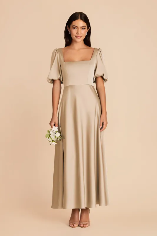 Juliette Matte Satin Dress - Gold made by Birdy Grey