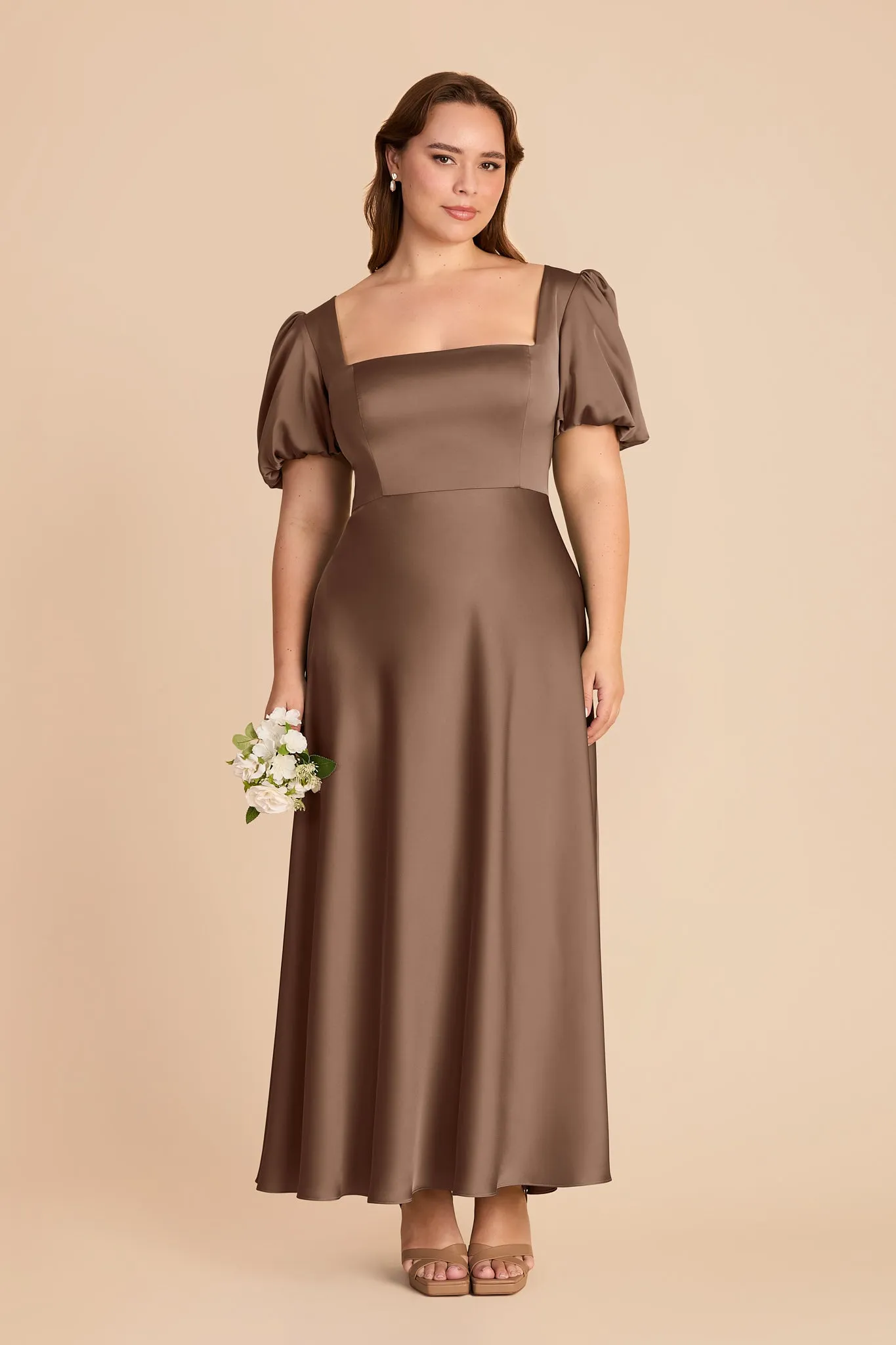 Juliette Matte Satin Dress - Mocha sold by Birdy Grey product image thumbnail 2