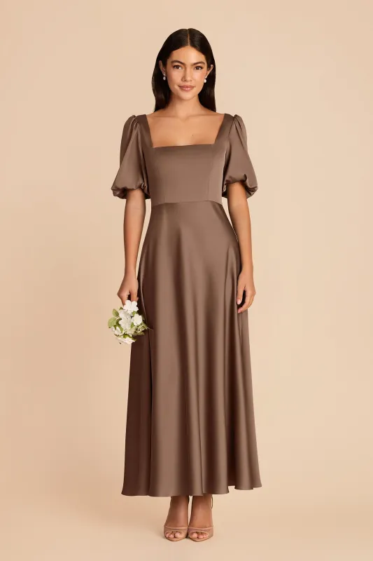 Juliette Matte Satin Dress - Mocha made by Birdy Grey