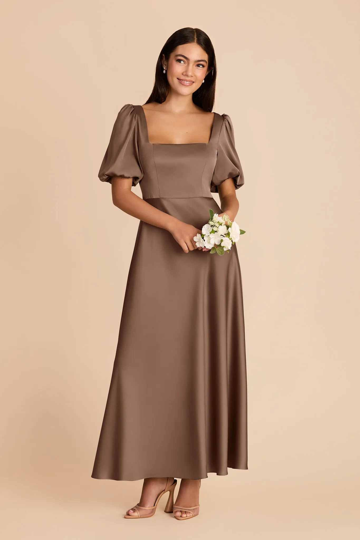 Juliette Matte Satin Dress - Mocha sold by Birdy Grey product image thumbnail 3