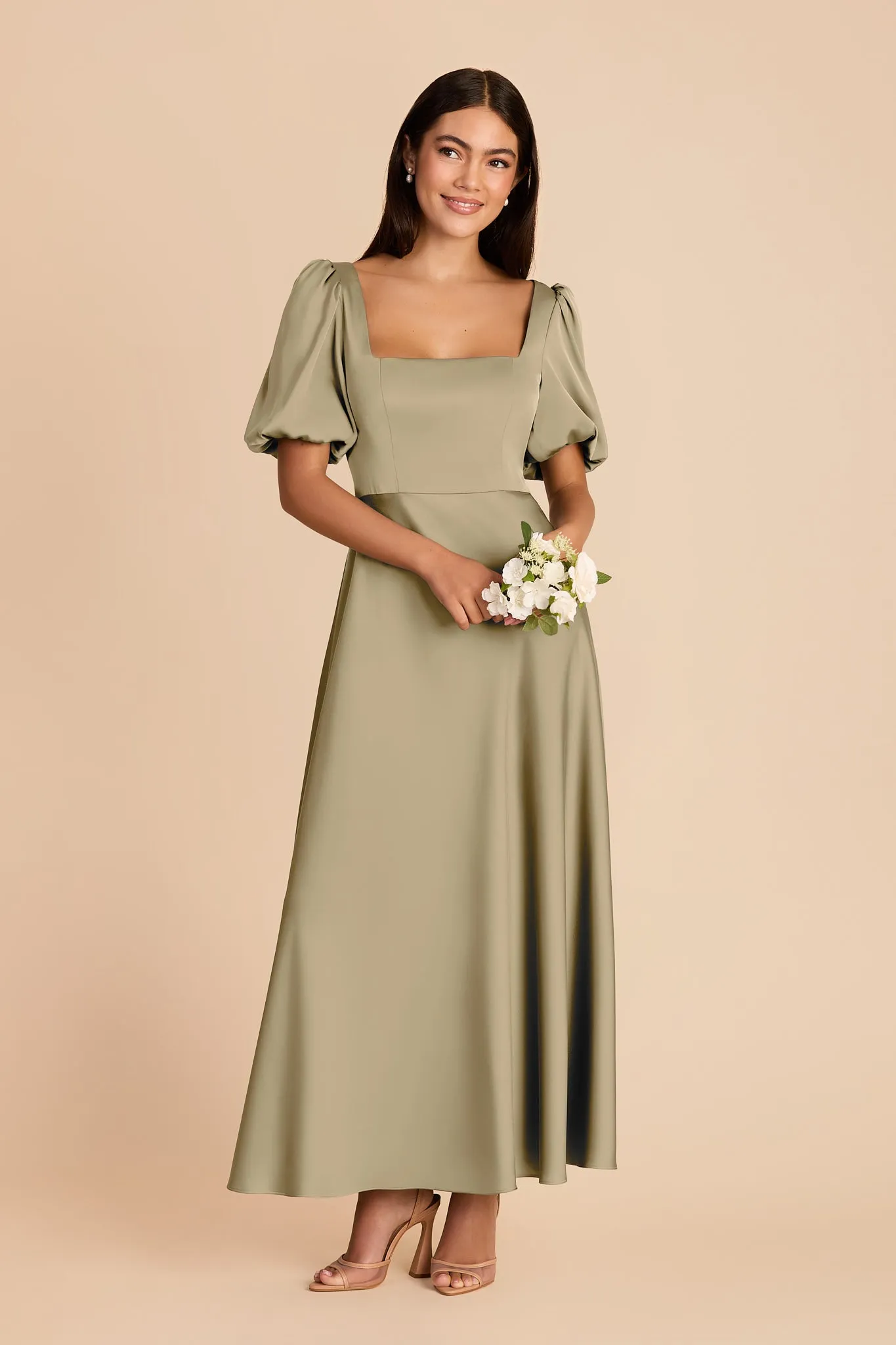 Juliette Matte Satin Dress - Moss Green sold by Birdy Grey product image thumbnail 3