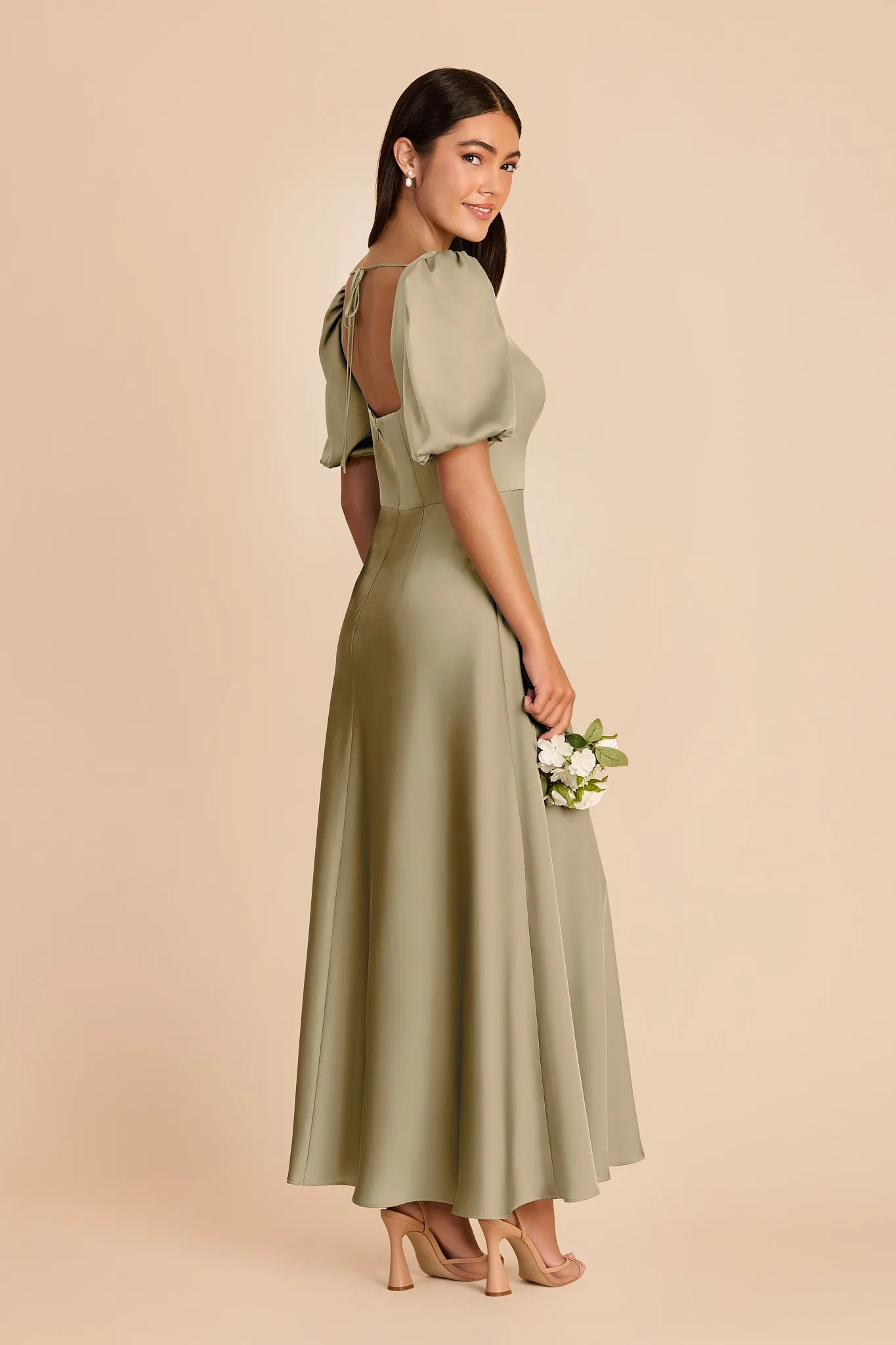 Juliette Matte Satin Dress - Moss Green sold by Birdy Grey product image thumbnail 4