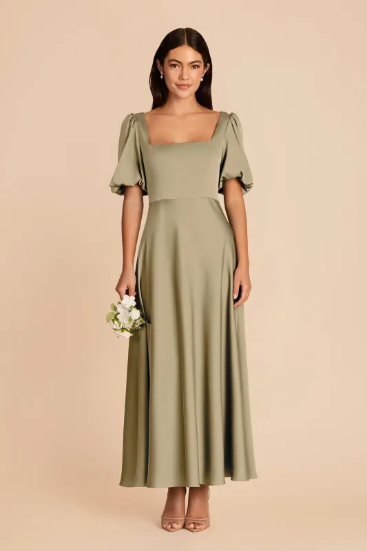 Juliette Matte Satin Dress - Moss Green made by Birdy Grey