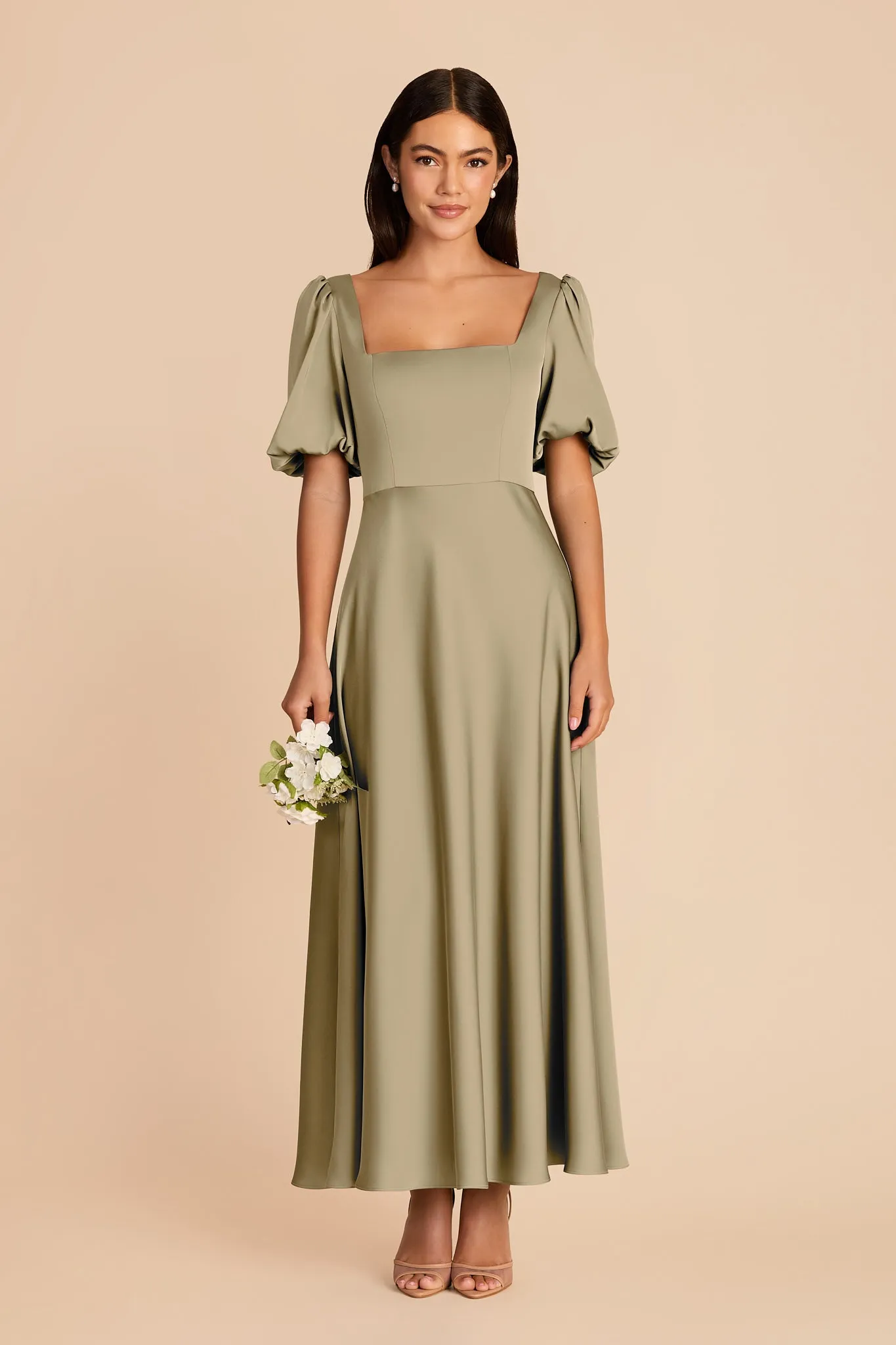 Juliette Matte Satin Dress - Moss Green sold by Birdy Grey