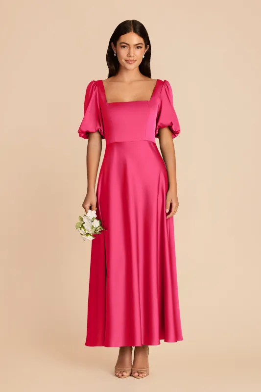 Juliette Matte Satin Dress - Fuchsia made by Birdy Grey