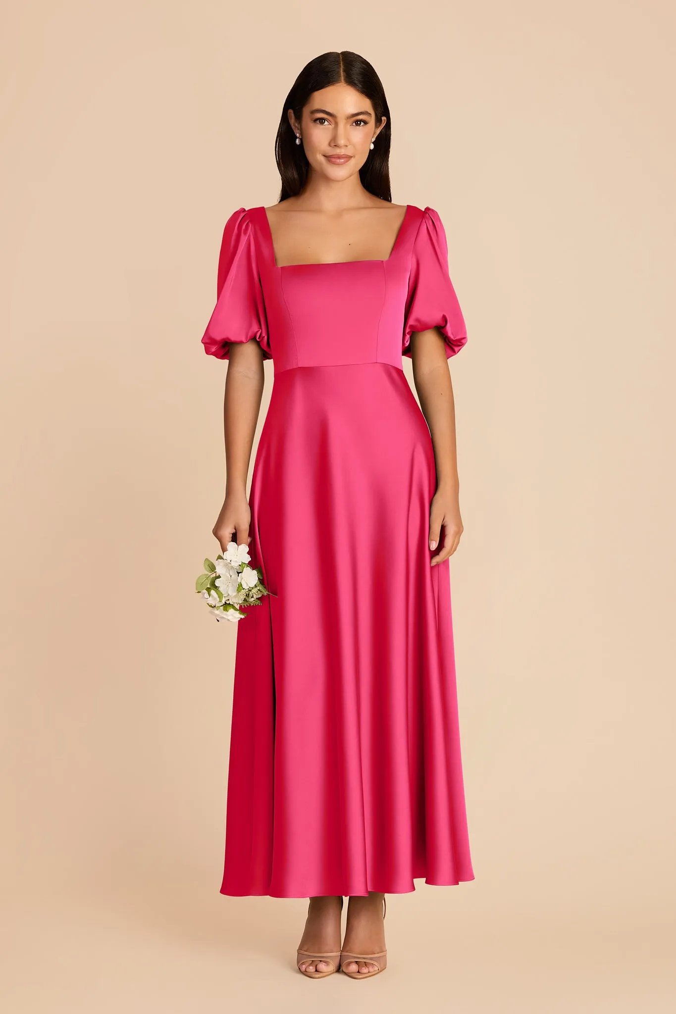 Juliette Matte Satin Dress - Fuchsia sold by Birdy Grey