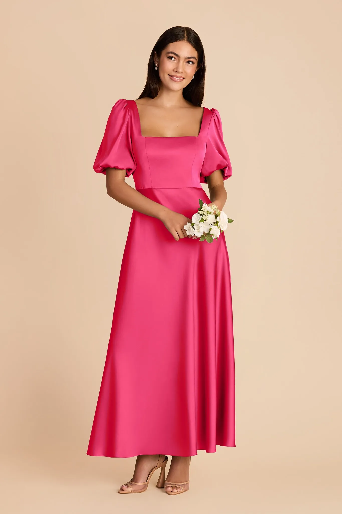Juliette Matte Satin Dress - Fuchsia sold by Birdy Grey product image thumbnail 3