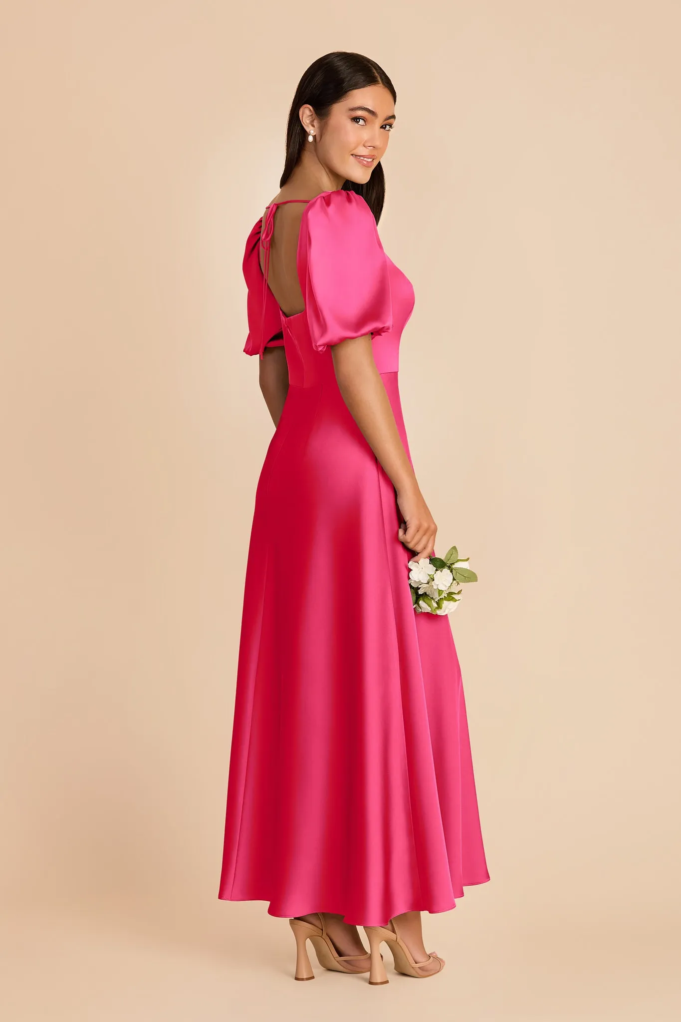 Juliette Matte Satin Dress - Fuchsia sold by Birdy Grey product image thumbnail 4