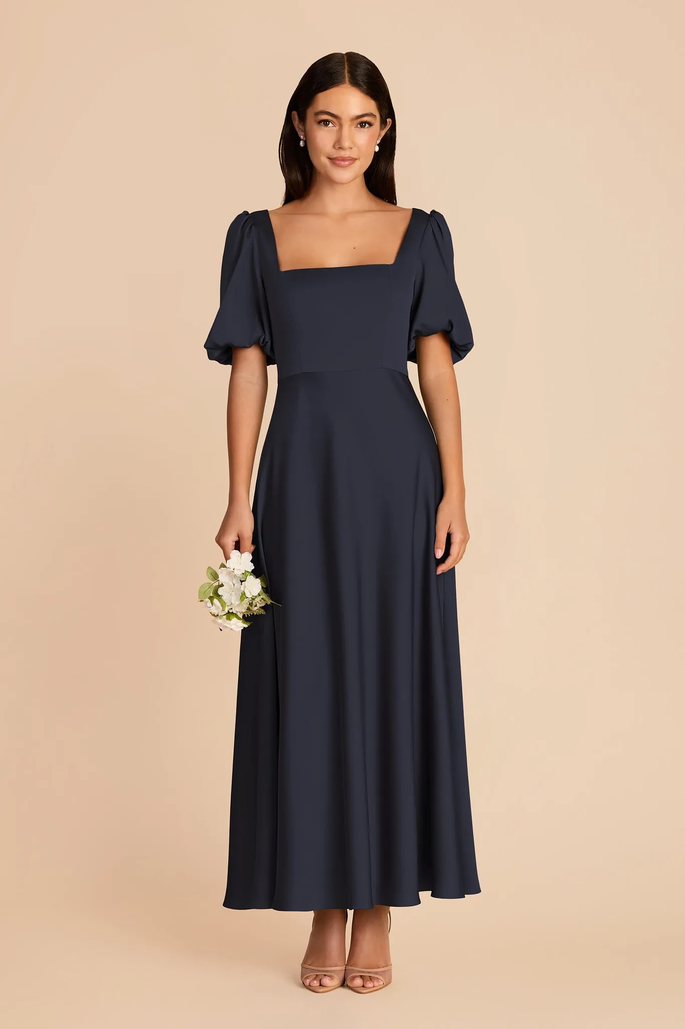 Juliette Matte Satin Dress - Navy sold by Birdy Grey