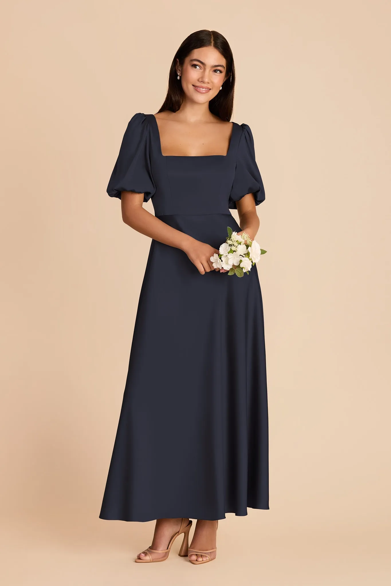 Juliette Matte Satin Dress - Navy sold by Birdy Grey product image thumbnail 3