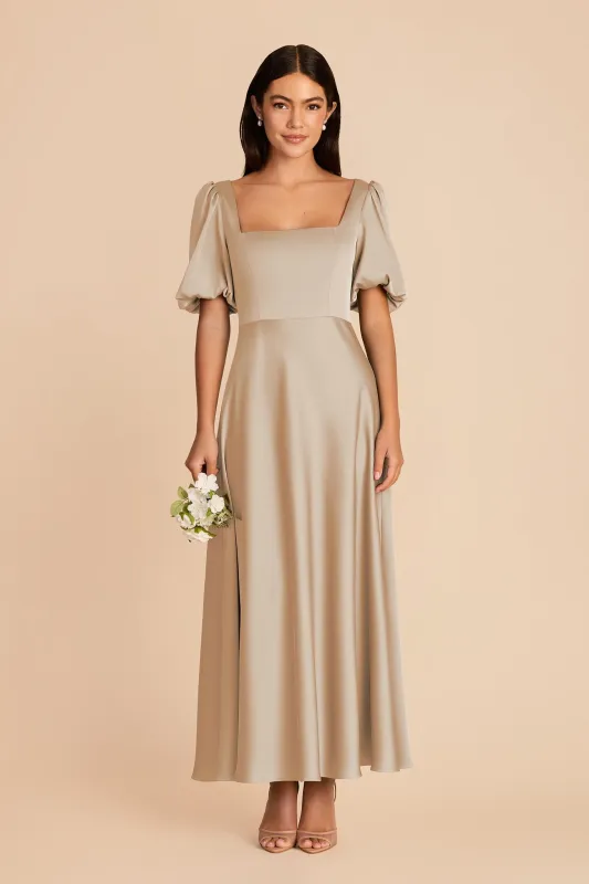 Juliette Matte Satin Dress - Neutral Champagne made by Birdy Grey