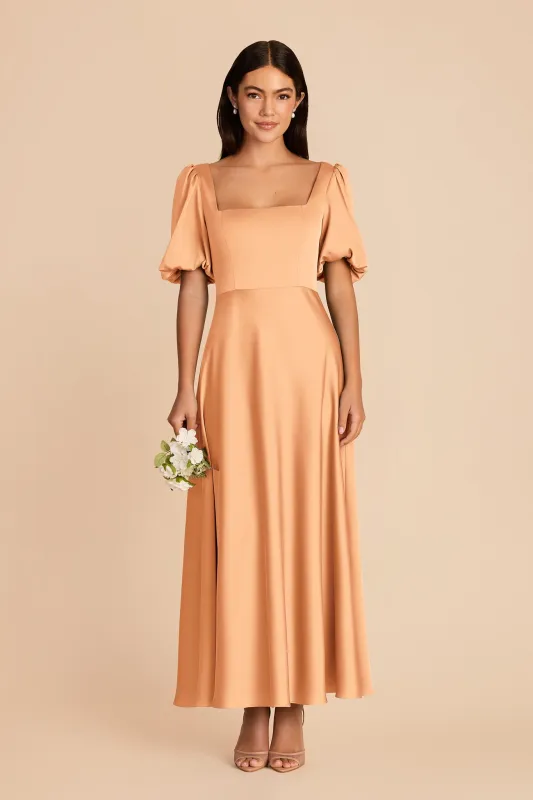 Juliette Matte Satin Dress - Peach made by Birdy Grey