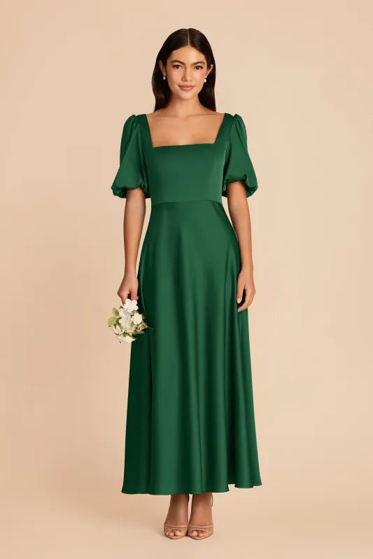 Juliette Matte Satin Dress - Forest Green made by Birdy Grey
