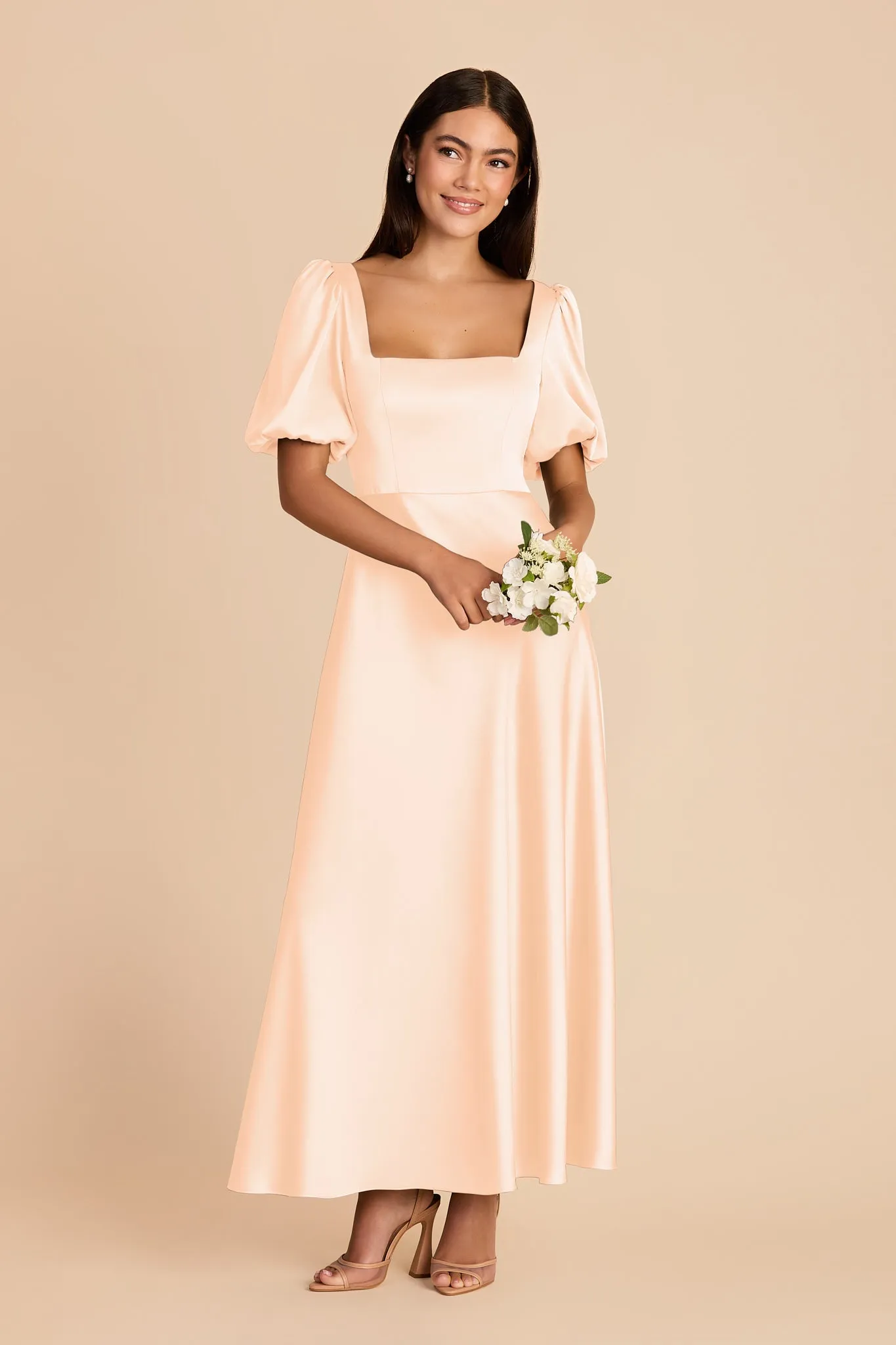 Juliette Matte Satin Dress - Peach Cream sold by Birdy Grey product image thumbnail 3