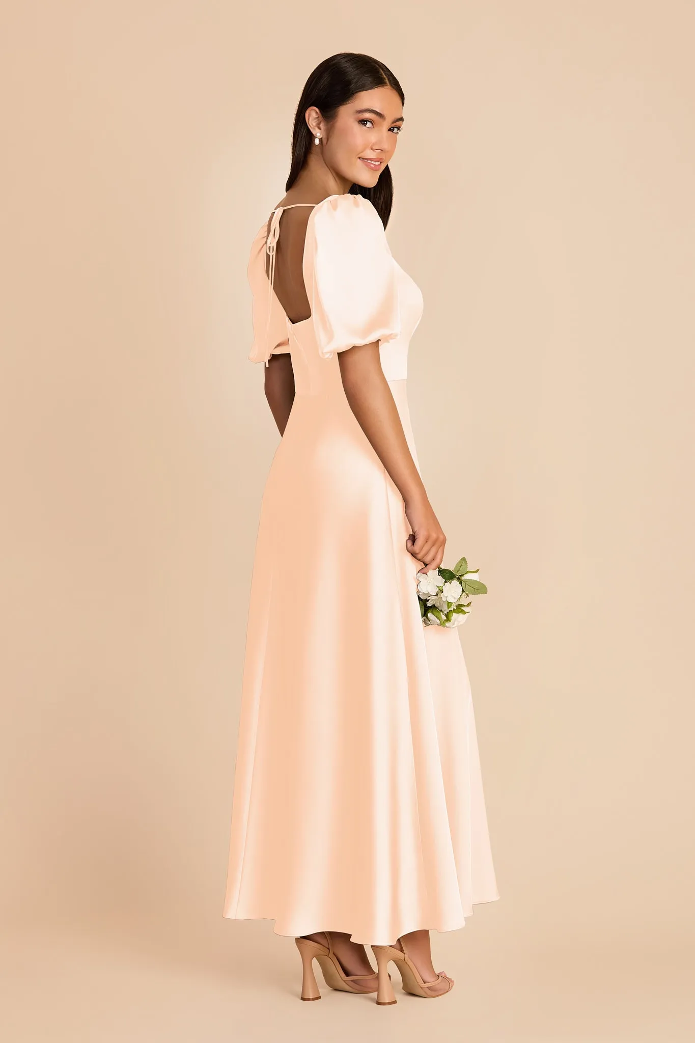 Juliette Matte Satin Dress - Peach Cream sold by Birdy Grey product image thumbnail 4