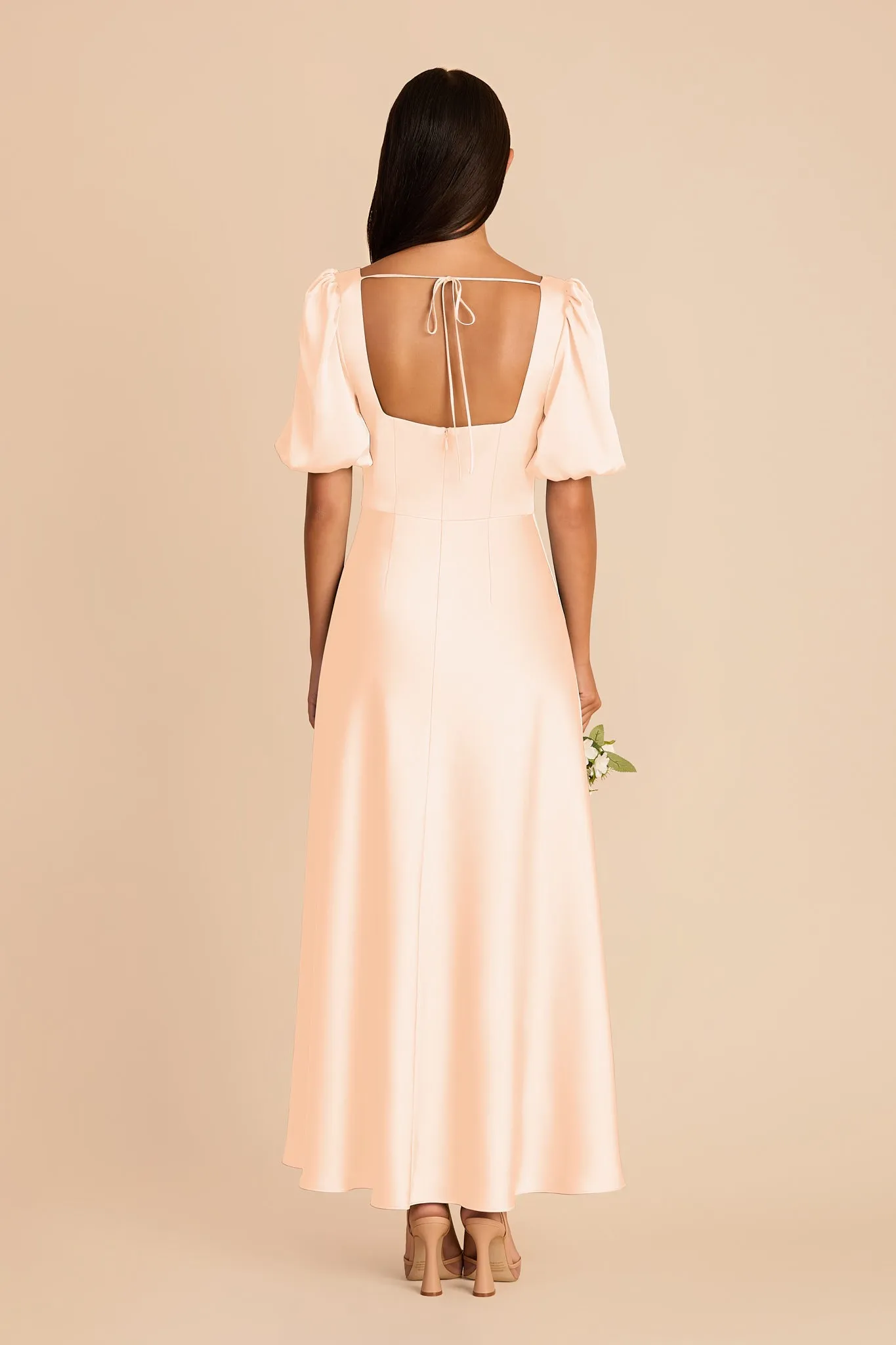 Juliette Matte Satin Dress - Peach Cream sold by Birdy Grey product image thumbnail 5