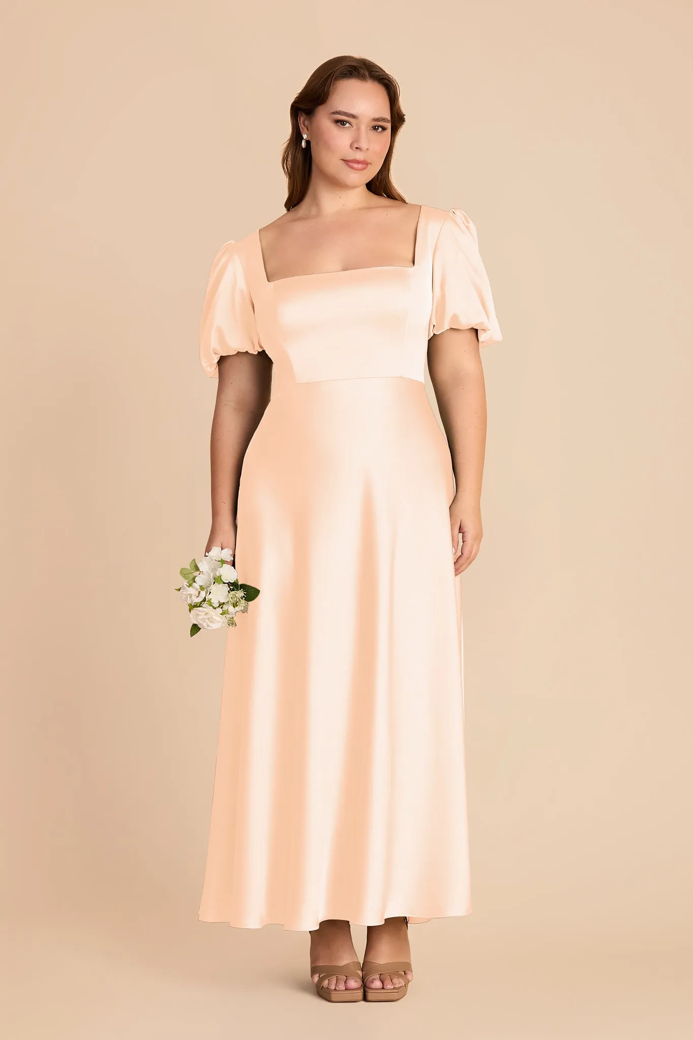 Juliette Matte Satin Dress - Peach Cream sold by Birdy Grey product image thumbnail 2