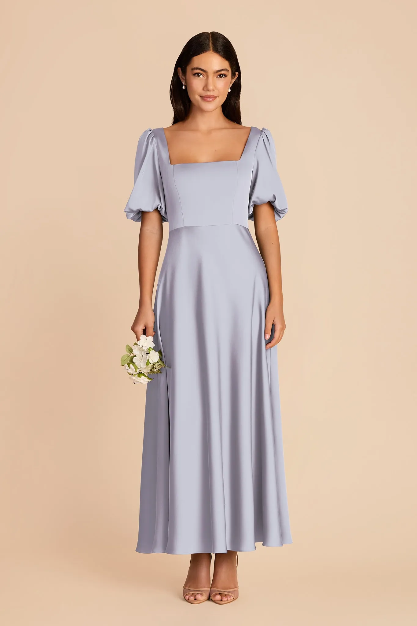 Juliette Matte Satin Dress - Periwinkle Blue sold by Birdy Grey