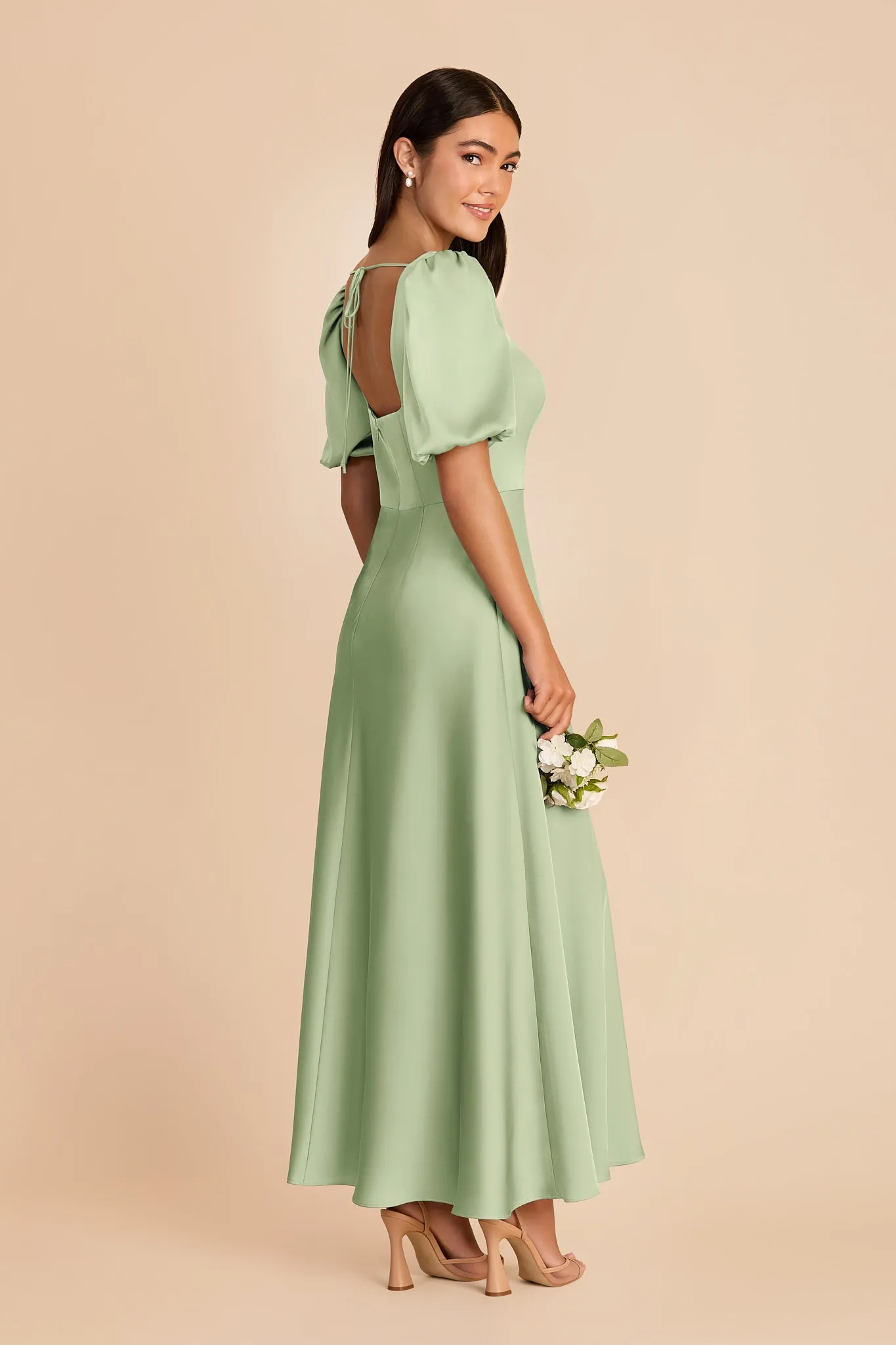 Juliette Matte Satin Dress - Pistachio sold by Birdy Grey product image thumbnail 4
