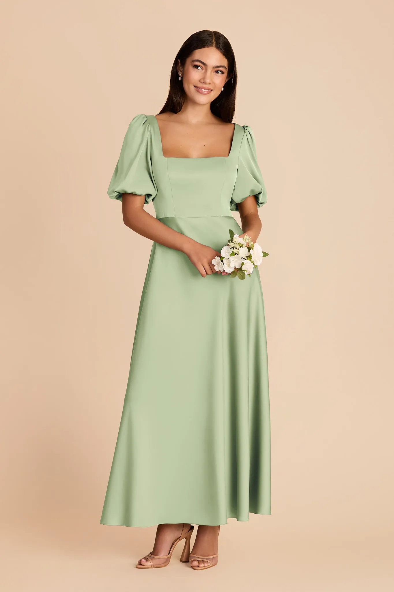 Juliette Matte Satin Dress - Pistachio sold by Birdy Grey product image thumbnail 3