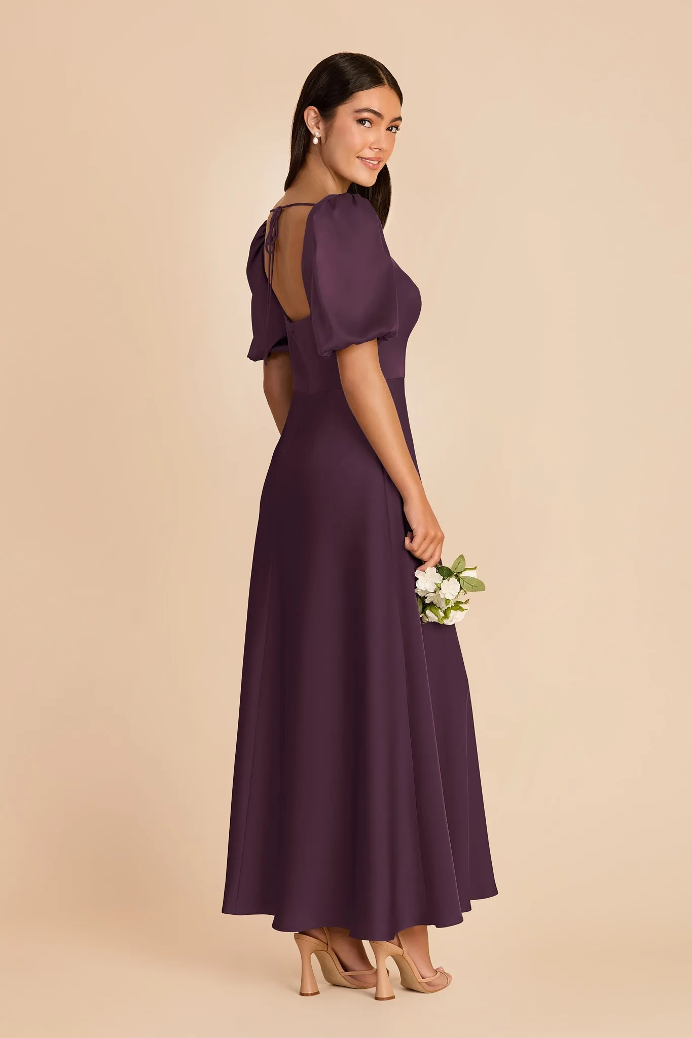 Juliette Matte Satin Dress - Plum sold by Birdy Grey product image thumbnail 4