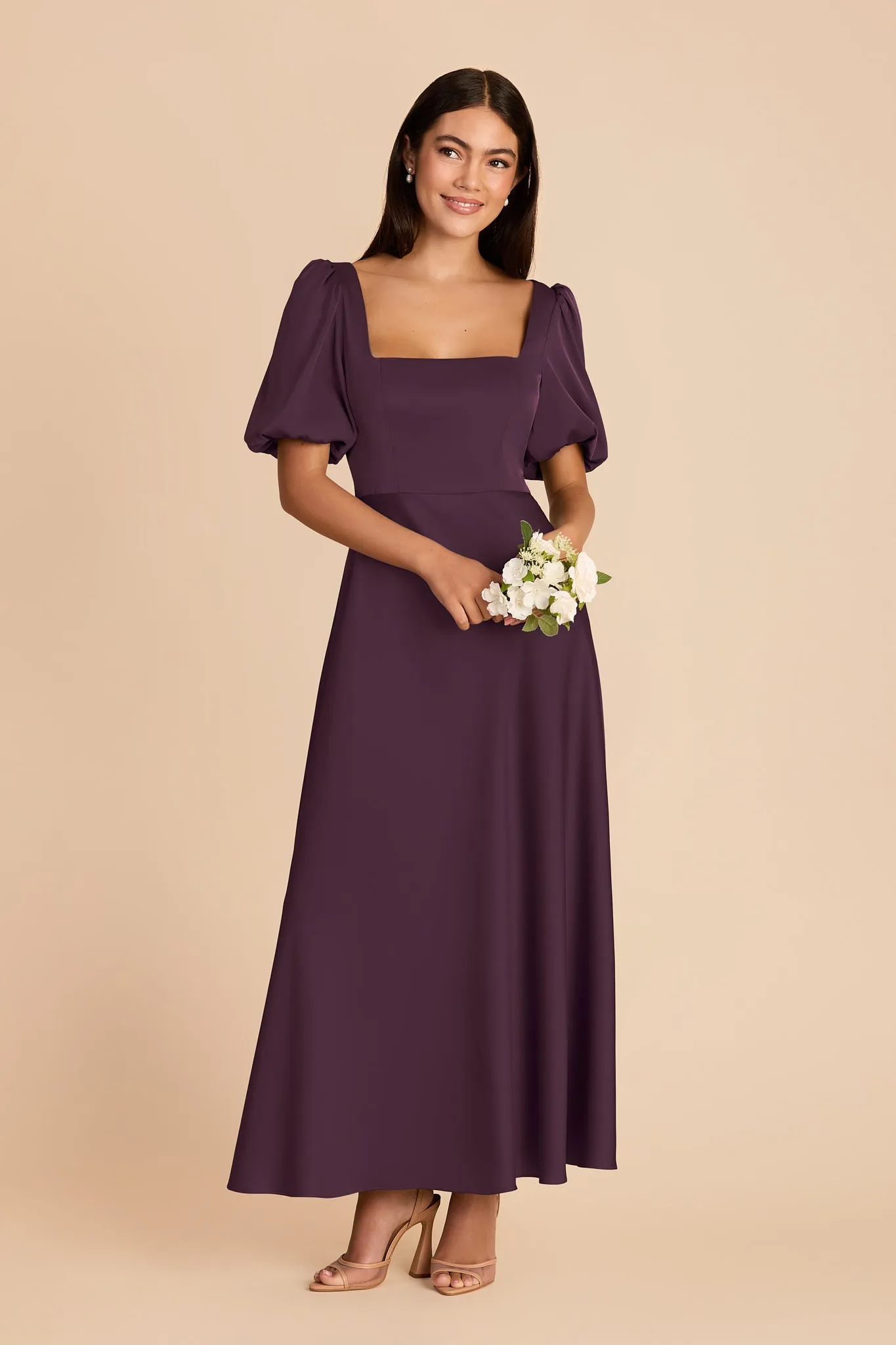 Juliette Matte Satin Dress - Plum sold by Birdy Grey product image thumbnail 3