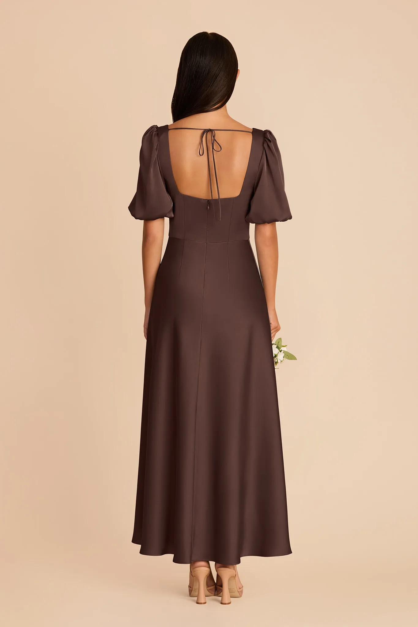 Juliette Matte Satin Dress - Espresso sold by Birdy Grey product image thumbnail 5