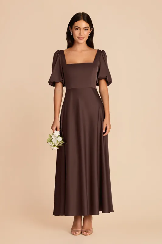 Juliette Matte Satin Dress - Espresso made by Birdy Grey