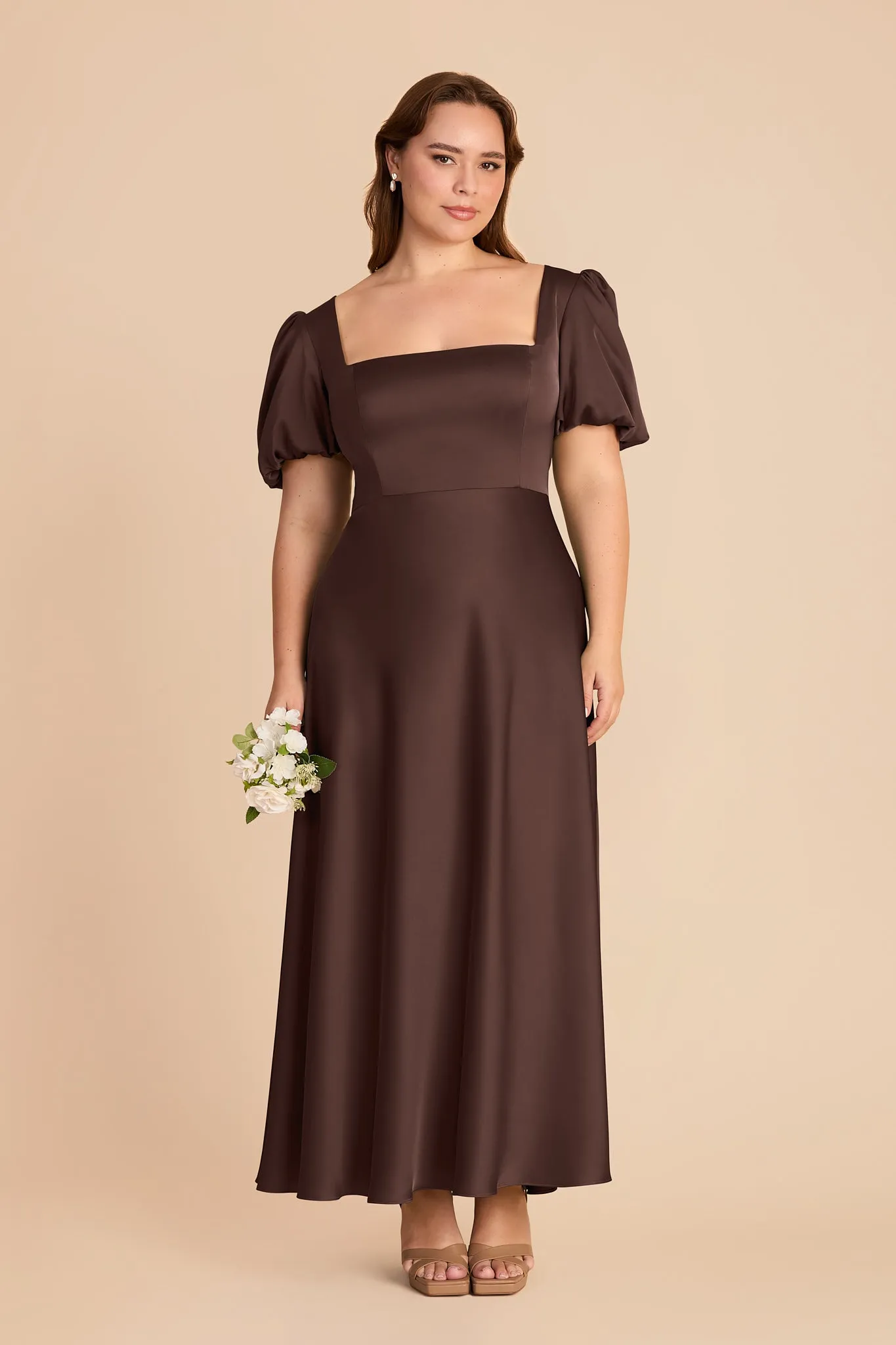 Juliette Matte Satin Dress - Espresso sold by Birdy Grey product image thumbnail 2