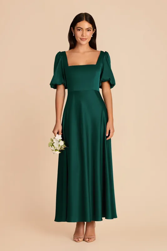 Juliette Matte Satin Dress - Emerald made by Birdy Grey