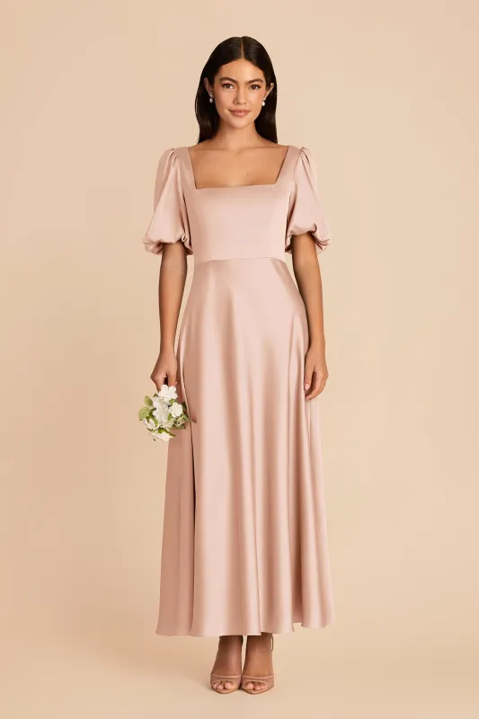 Juliette Matte Satin Dress - Rose Gold made by Birdy Grey