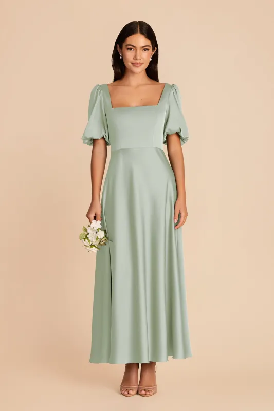 Juliette Matte Satin Dress - Sage made by Birdy Grey
