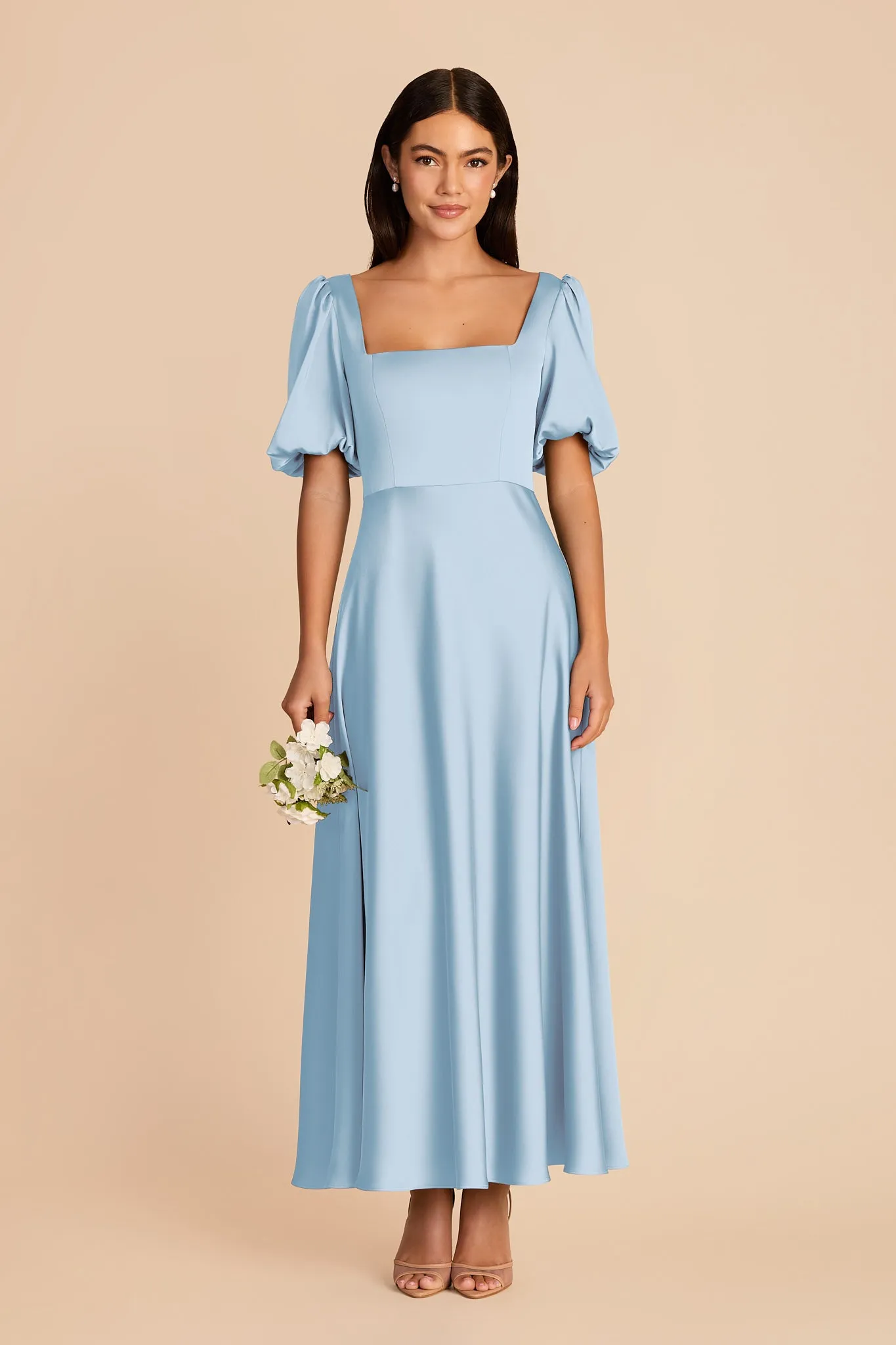 Juliette Matte Satin Dress - Sky Blue sold by Birdy Grey