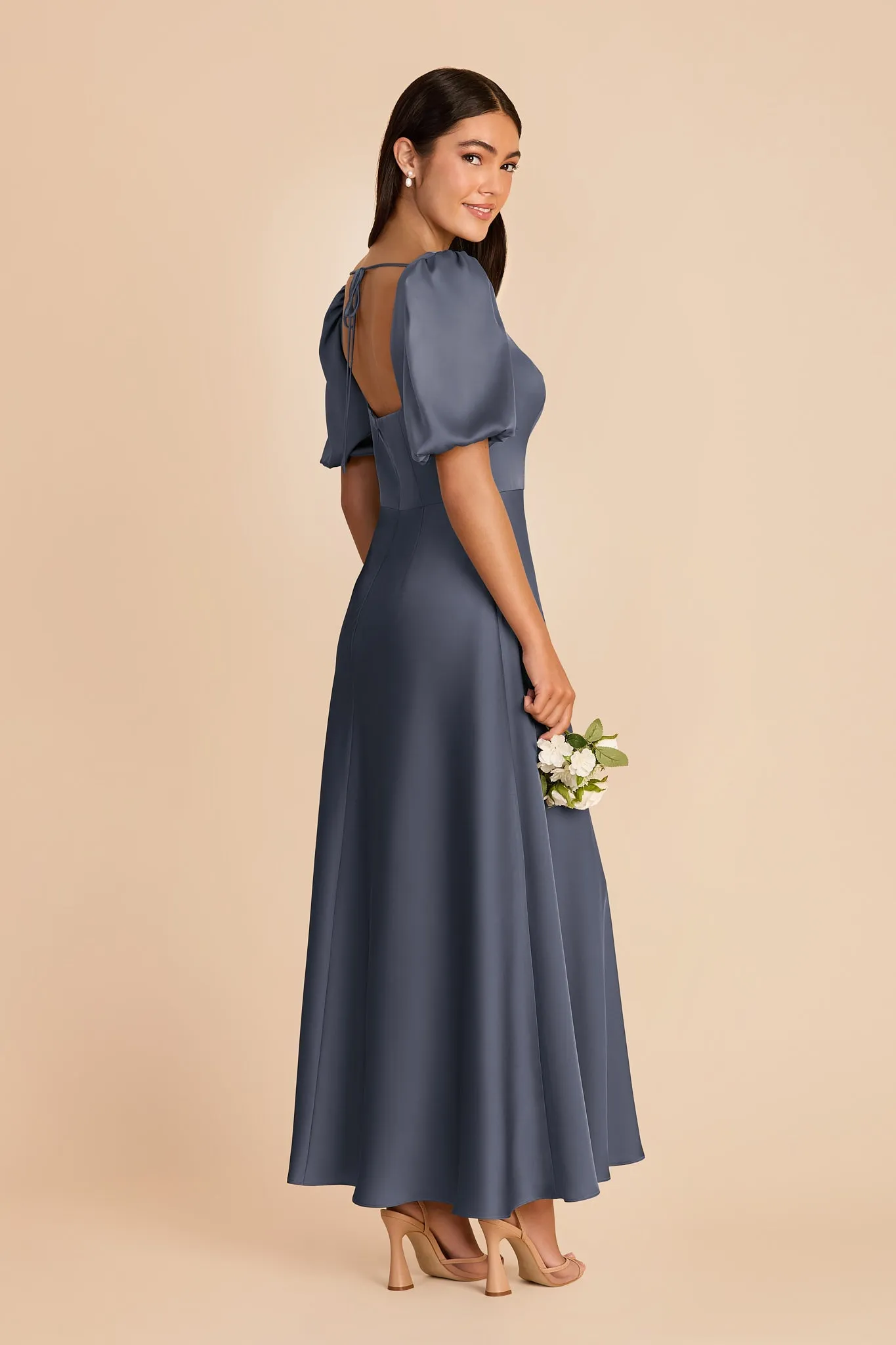Juliette Matte Satin Dress - Dusk Blue sold by Birdy Grey product image thumbnail 4