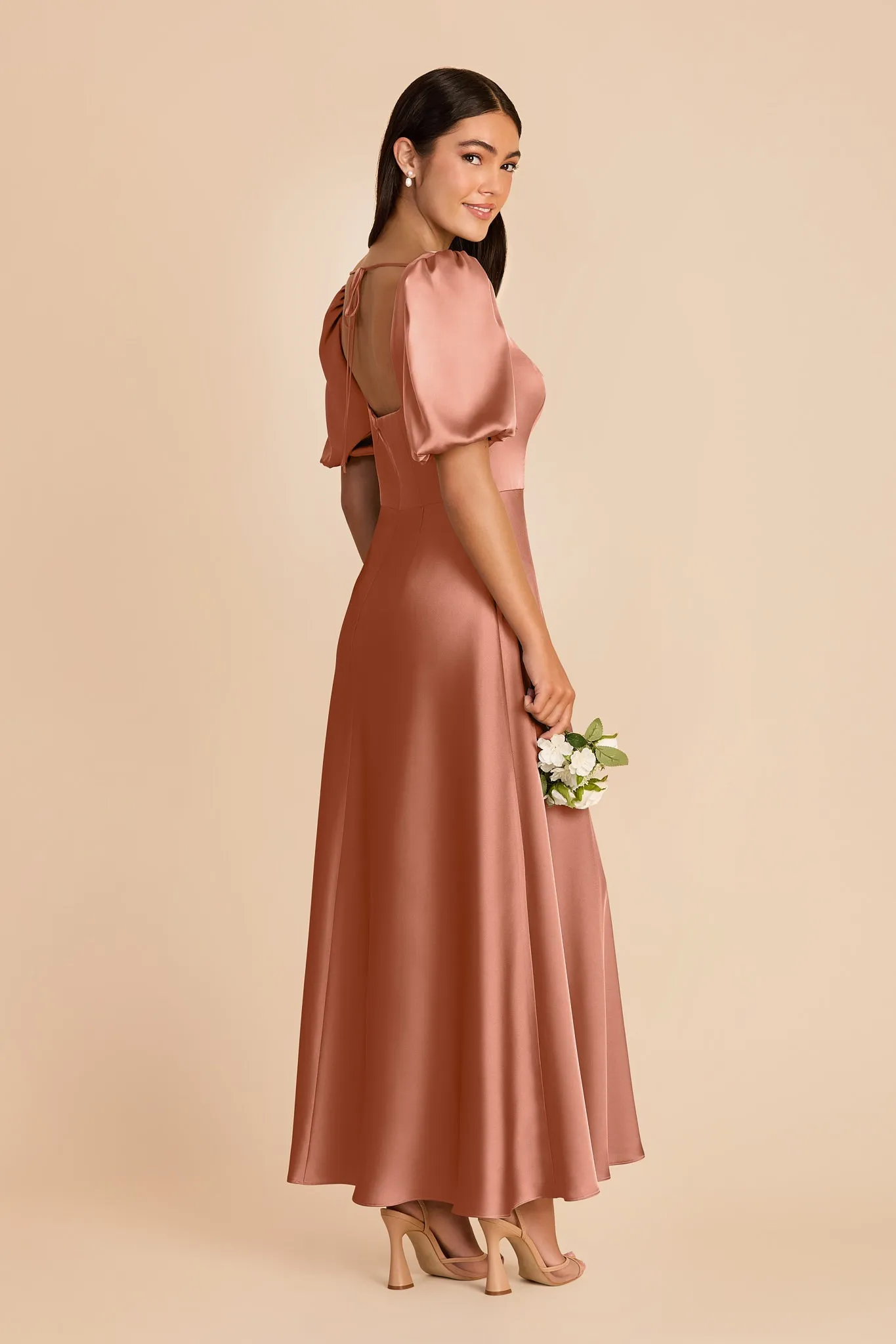 Juliette Matte Satin Dress - Desert Rose sold by Birdy Grey product image thumbnail 4