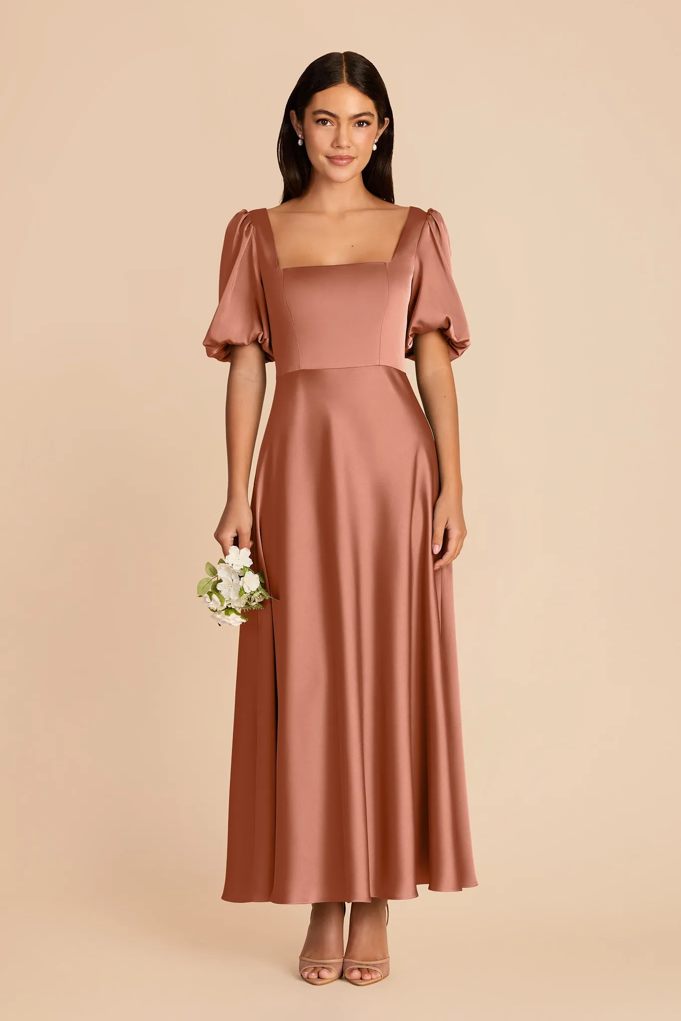 Juliette Matte Satin Dress - Desert Rose sold by Birdy Grey